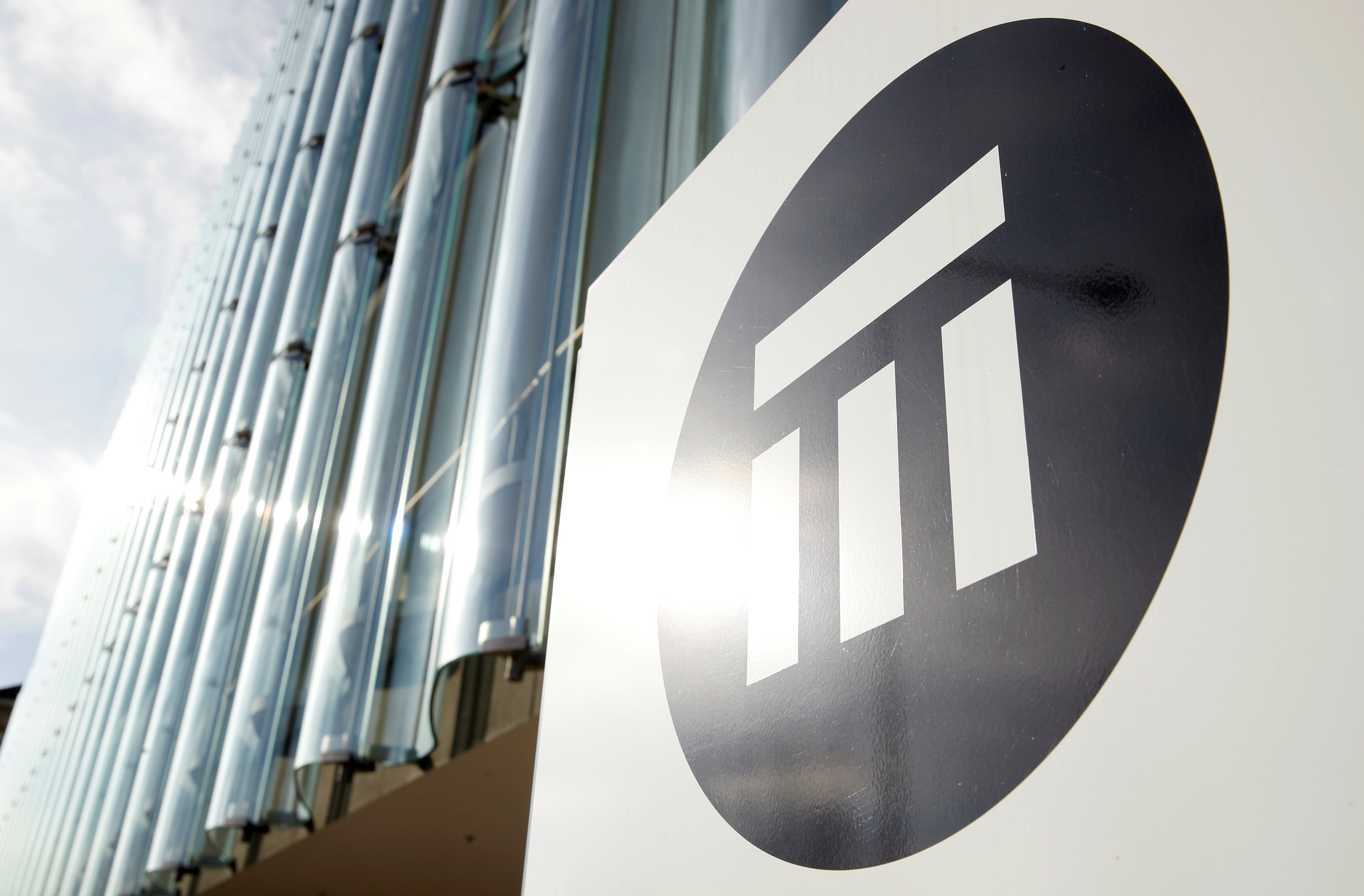 The logo of insurance company Swiss Re is seen in front of its headquarters in Zurich
