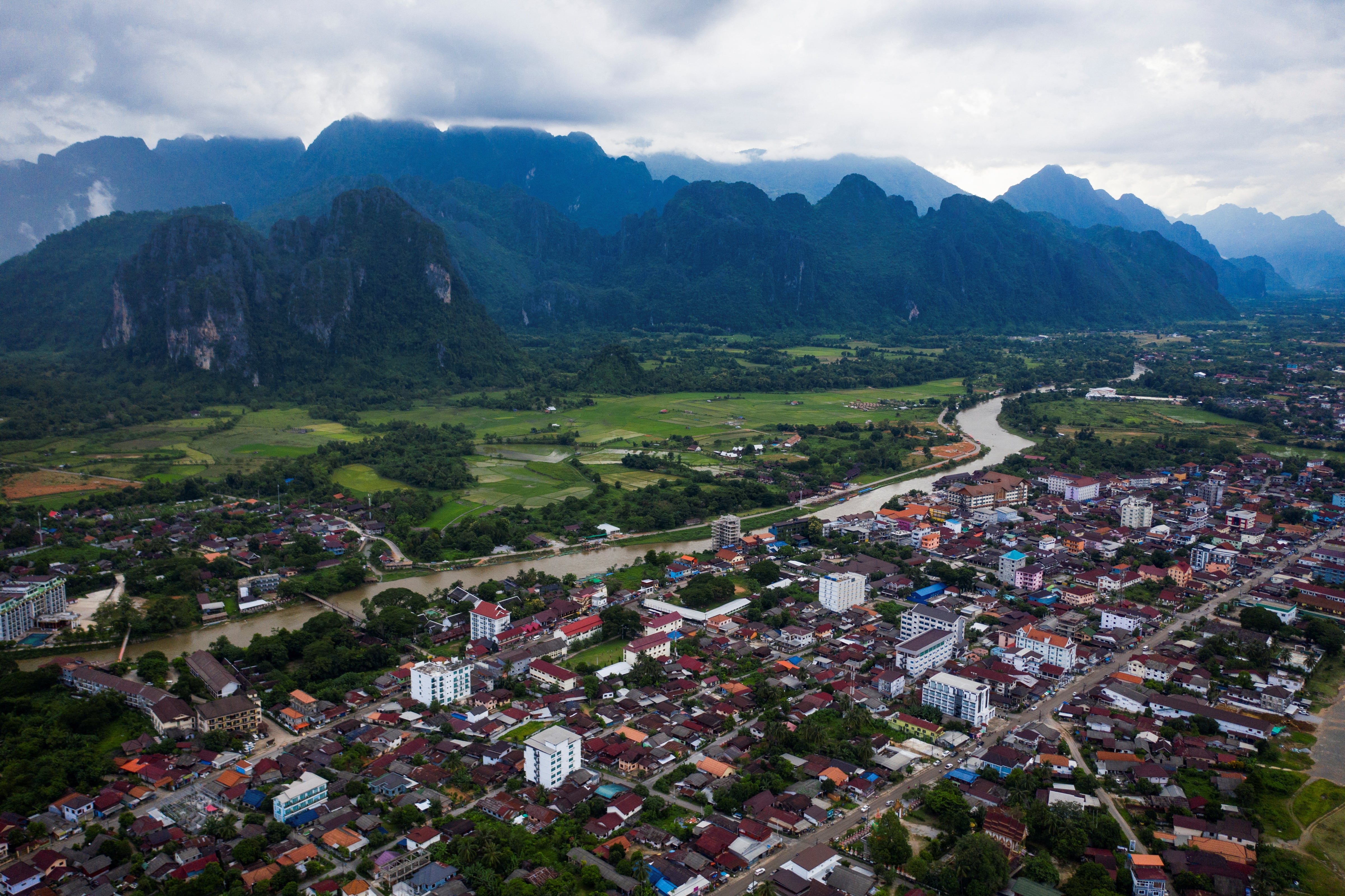 General view of Vang Vieng in Laos