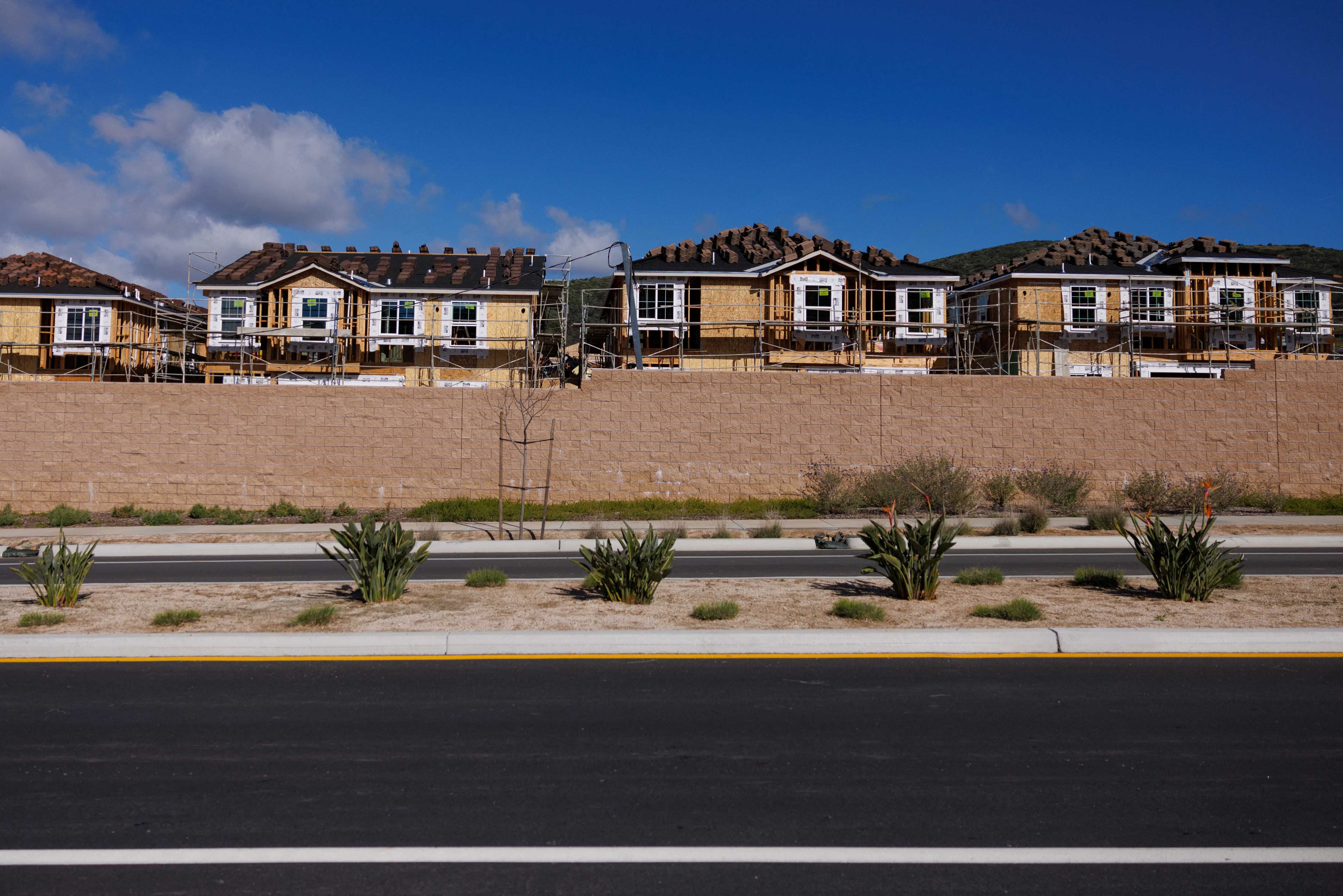 Single-family residential homes under construction in California