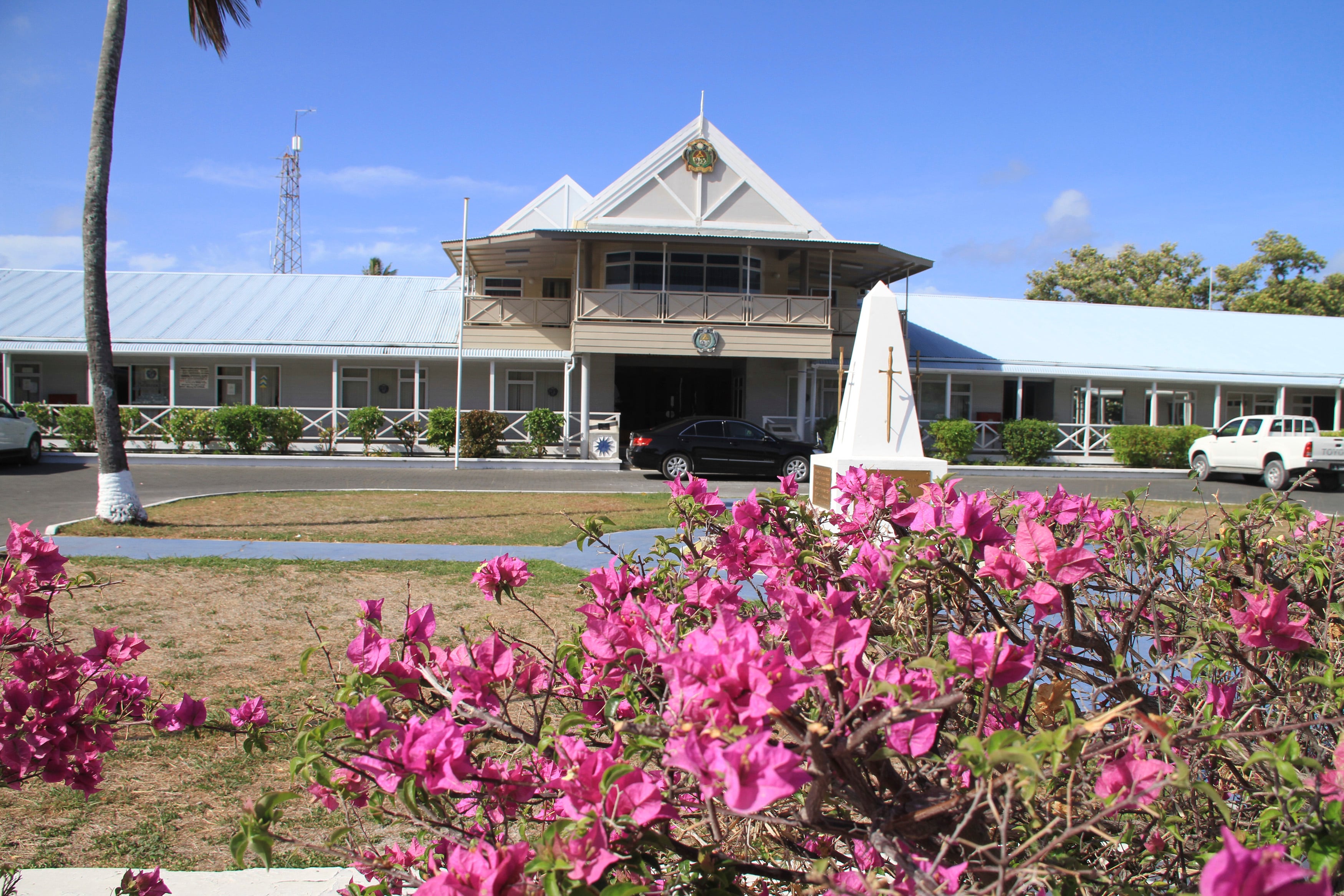 An exterior view of the government offices of the island nation of Nauru