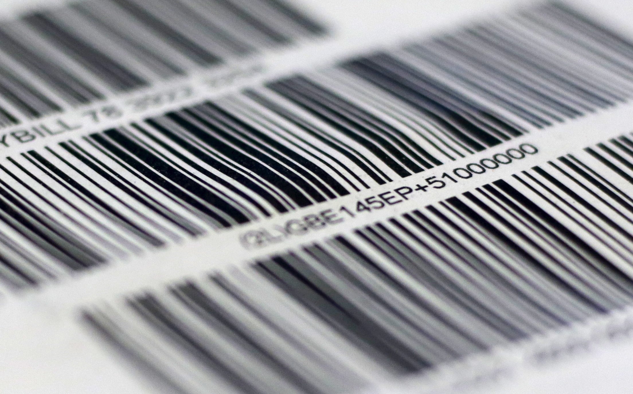 Barcodes are seen on a package in London