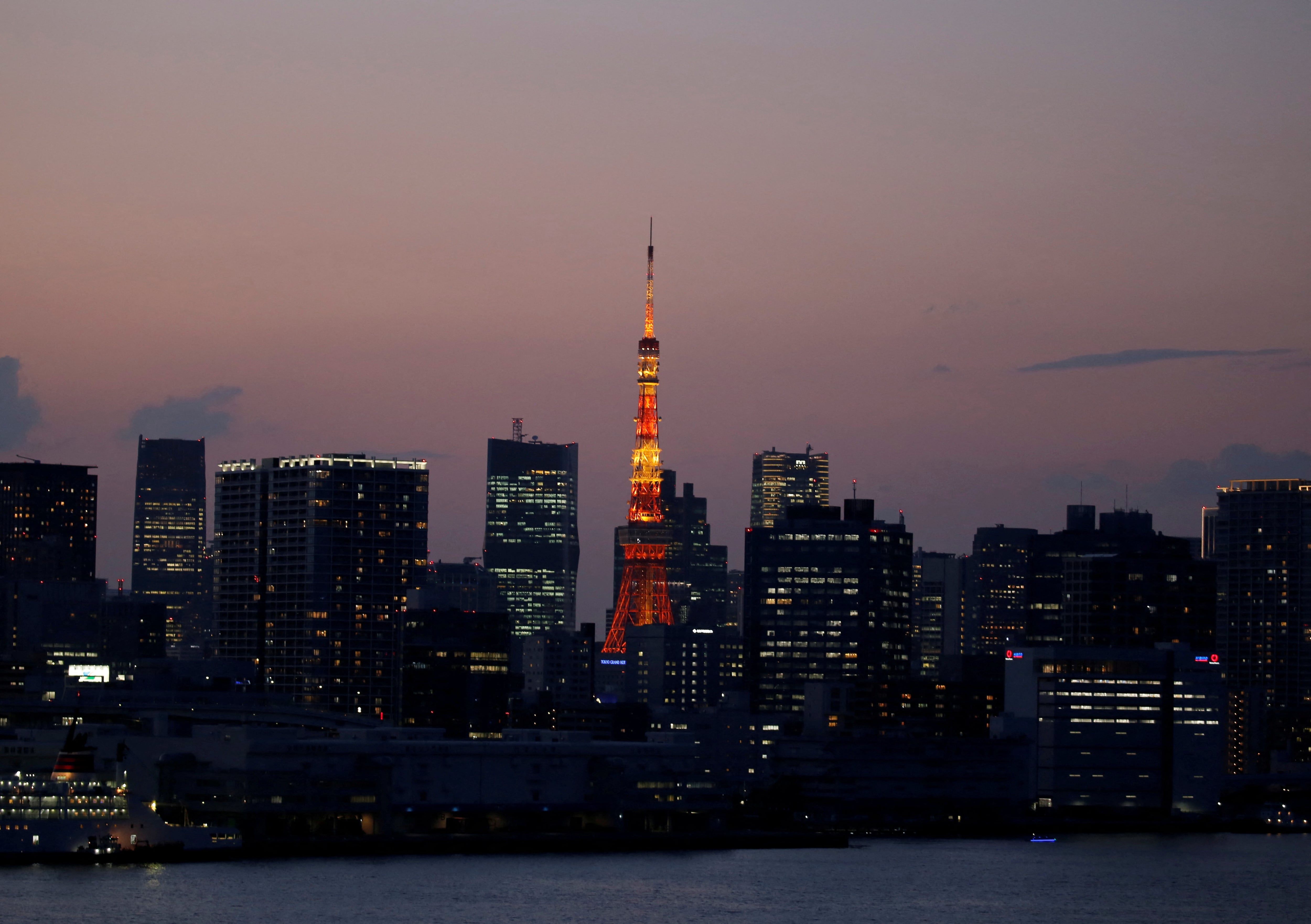 Tokyo Tower and skyscrapers are pictured in Tokyo